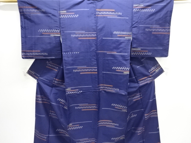 JAPANESE KIMONO / ANTIQUE KIMONO / ENSEMBLE / SILK / YONEZAWA TSUMUGI / WOVEN ABSTRACT